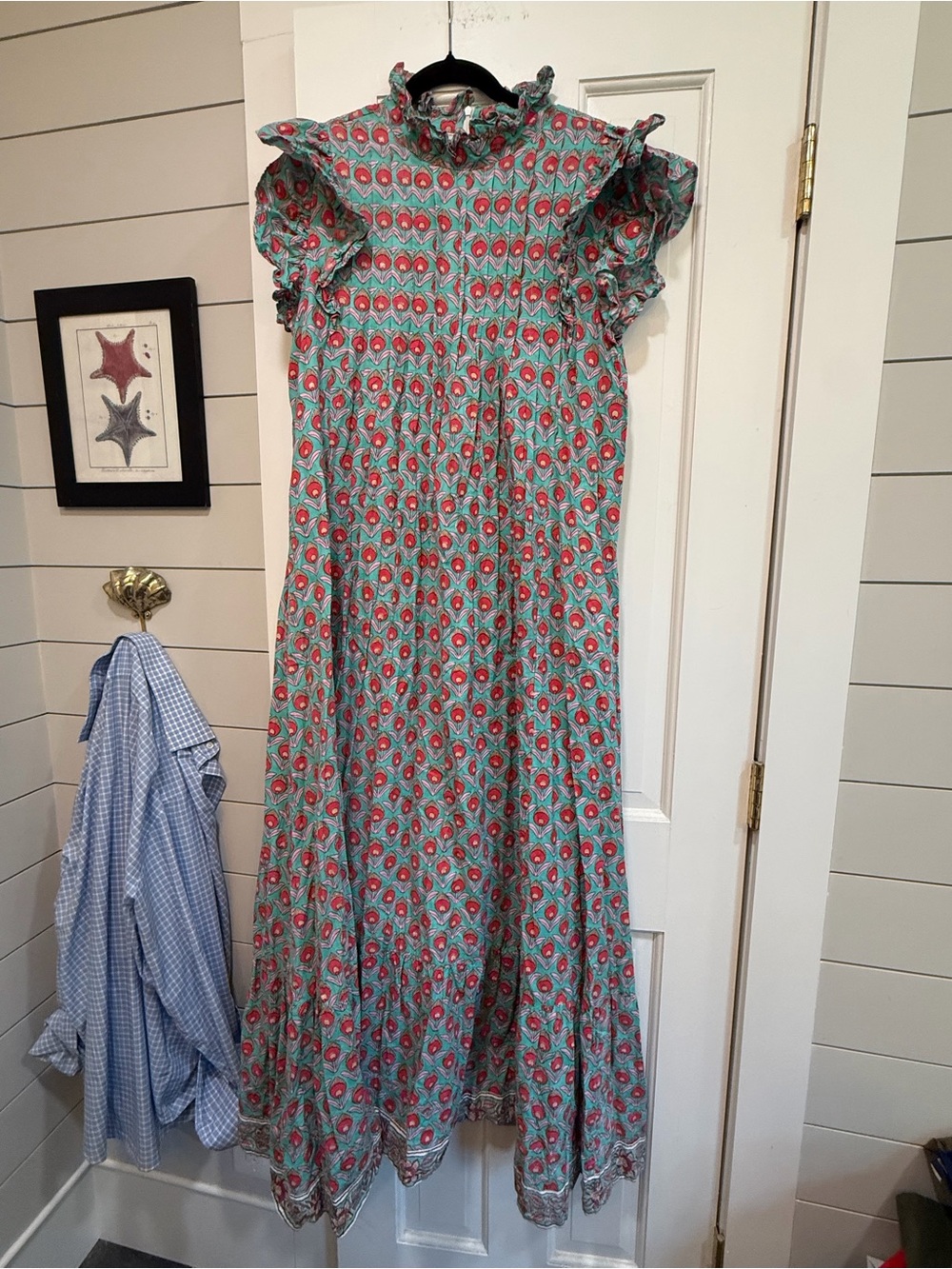 Victoria Dunn Jasmine Maxi Dress in Teal and Coral